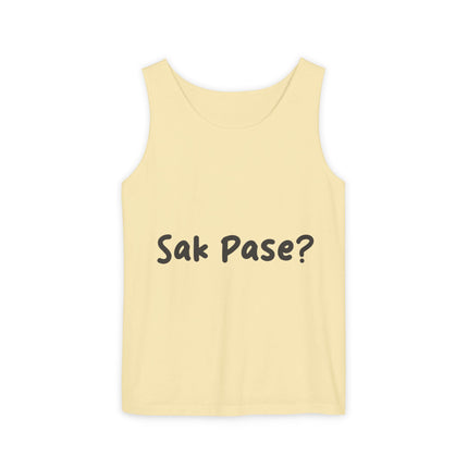 Sak Pasé? Tank Top Creole Heritage Collection Unisex Garment-Dyed Summer Essential, Gift for Friends, Outdoor Activities