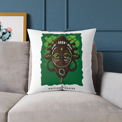 Haitian Paradise Ancestral Mask Pillow Limited Spirit Edition Afro-Caribbean Decor - CreoleSizzle