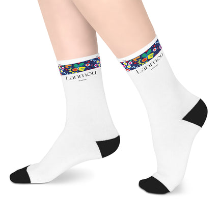 Lanmou Limited Heritage Crew Mid Length Socks Creole Love Design with Haitian Textile Motifs