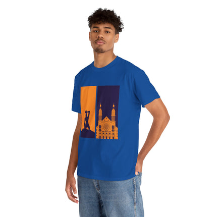 Reflections of Resistance Mirrored Negre Marron Cathedral T-Shirt Haitian Heritage Series Cityscape Unisex Heavy Cotton Tee
