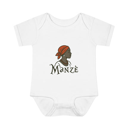 Manzè Infant Bodysuit Haitian Heritage Baby Onesie Empowering Creole Design Premium Infant Apparel