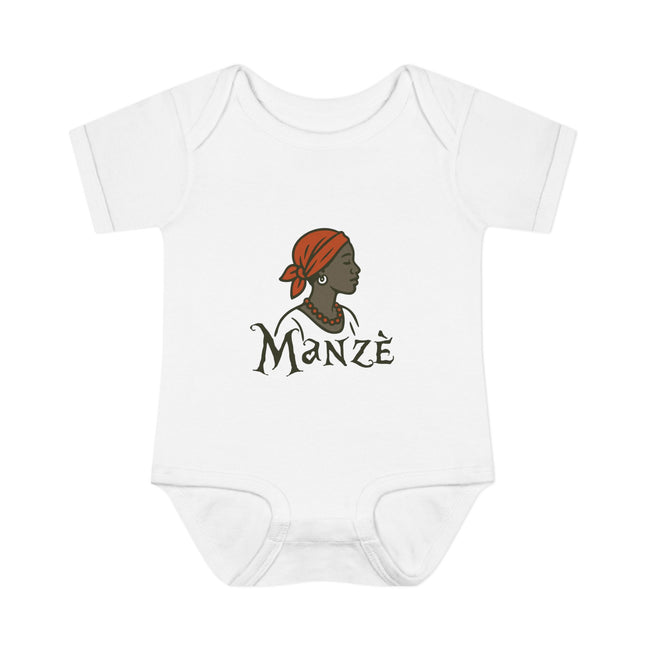 Manzè Infant Bodysuit Haitian Heritage Baby Onesie Empowering Creole Design Premium Infant Apparel