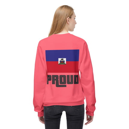Proud Haitian Flag Street Style Crewneck Sweatshirt Unisex Midweight Fleece Cultural Pride & Heritage Apparel