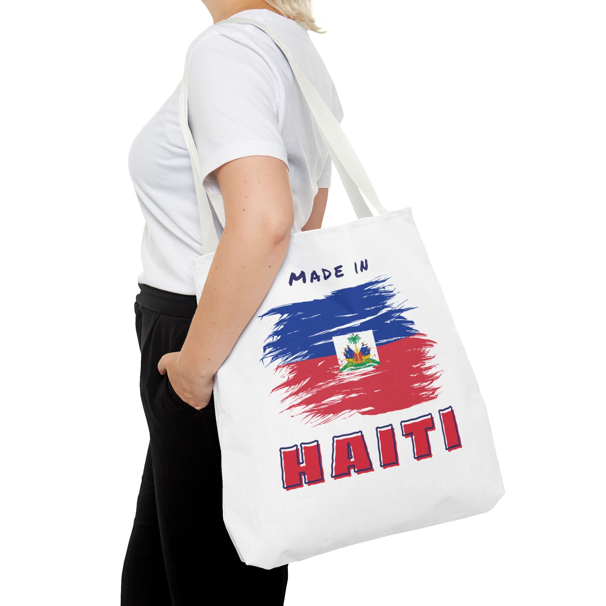 Made in Haiti Tote Bag – Haitian Flag Design Shopping Bag – Durable, Stylish Cultural Accessory