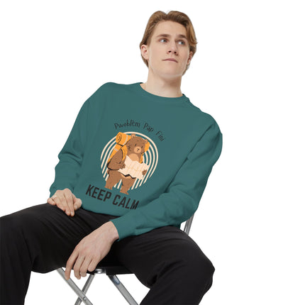 Pwoblem Pap Fini Keep Calm Sweatshirt – Haitian Creole Inspirational Sweater – Unisex Relaxed Fit Fleece - CreoleSizzle