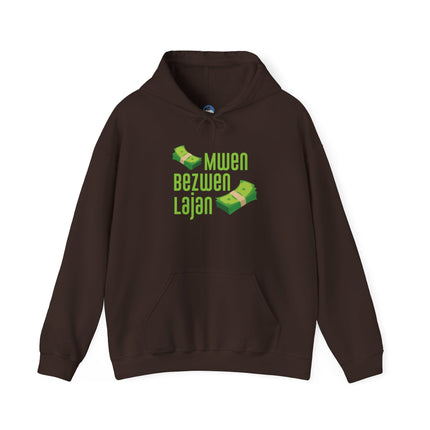 Mwen Bezwen Lajan Hoodie Haitian Hustle Streetwear Money Vibes Collection Unisex Heavy Blend™ Hooded Sweatshirt