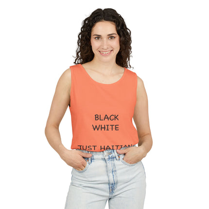 Black White Just Haitian Tank Top Unisex Heritage Pride Shirt Cultural Identity Apparel Summer Wear