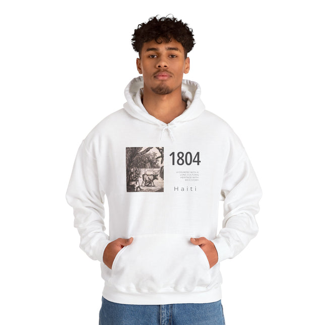 1804 Independence Heritage Hoodie Haiti History & Freedom Tribute Vintage Sketch Unisex Casual Hoodie