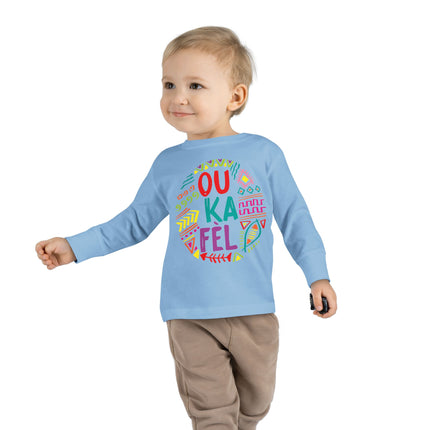 Ou Ka Fè’l Toddler Long Sleeve Tee Colorful Motivational Haitian Kids Shirt Inspirational Creole Graphic Unisex Soft Cotton