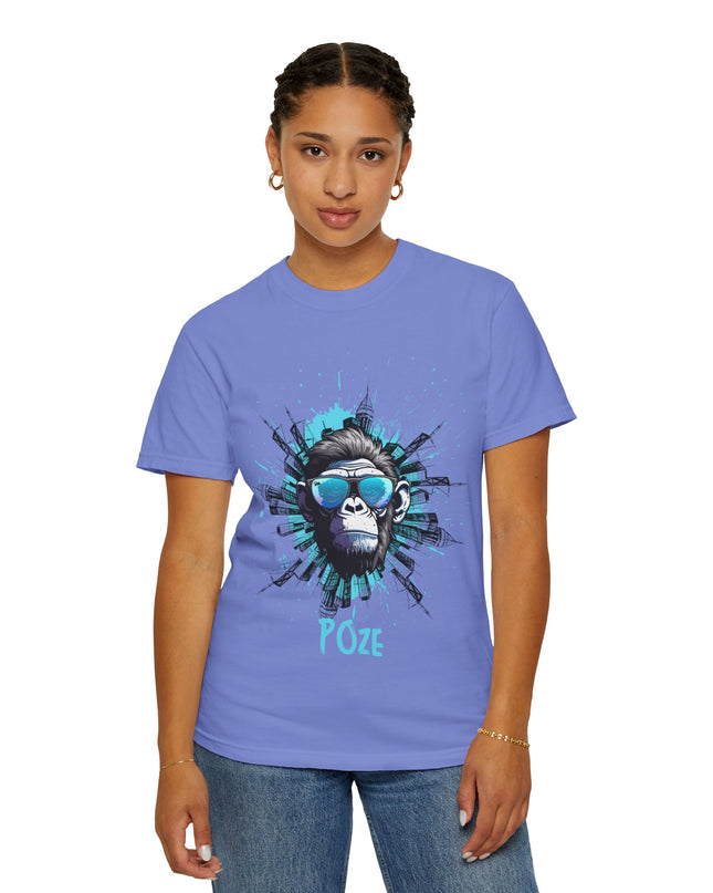 Poze Graphic T-Shirt Relaxed Fit Comfort Colors Tee Cool Haitian Monkey Design Shirt Unisex Garment-Dyed T-shirt - CreoleSizzle