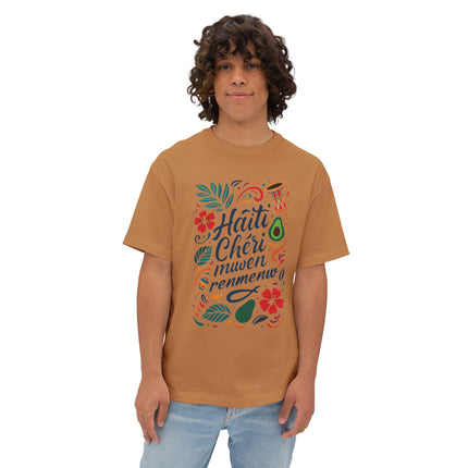 Haiti Chéri Mwen Renmenw Dear Haiti T-Shirt Haitian Heritage Series Crewneck Unisex Oversized Boxy Tee