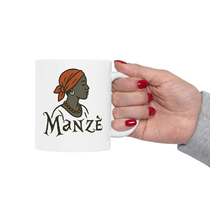 Manzè The Power of Womanhood Premium Mug Haitian Feminine Strength and Cultural Pride - CreoleSizzle