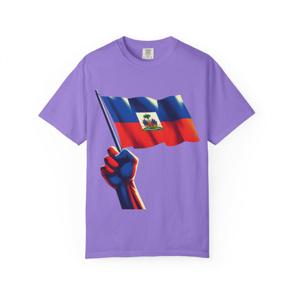 The Unbreakable Standard Haitian Flag Raised High T-Shirt Heritage Pride Collection Unisex Garment-Dyed T-Shirt,