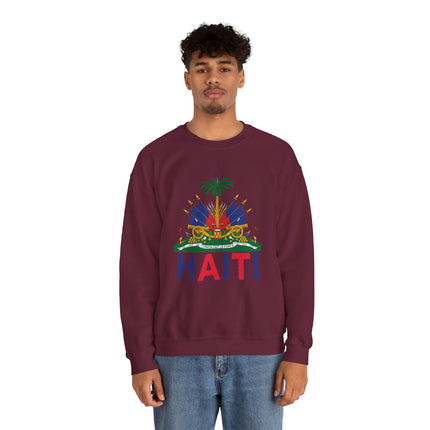 Ayiti Pride Crewneck Sweatshirt Haitian Flag & Kreyòl Design Cozy Unisex Heritage Pullover Sweatshirt