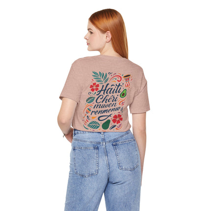 Haiti Chéri Mwen Renmenw Tee Tropical Heritage Edition Unisex Cultural Pride T-Shirt Haitian Street Vibes Graphic on Back