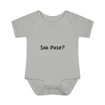 Baby Bodysuit with “Sak Pasé?” Design Soft Cotton Infant Outfit, Cultural Baby Gift for Showers, Birthdays & Family Photos