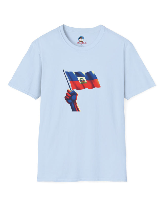Flag Raised, Fist High — Haitian Pride Sweatshirt | Revolutionary Symbol Apparel, Heritage Crewneck, Black Empowerment Unisex T-Shirt