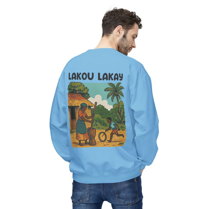 Lakou Lakay Creole Heritage Sweatshirt Haitian Nostalgia Series Unisex Premium Crewneck, Everyday Casual Wear