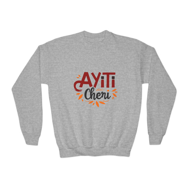 Ayiti Chéri Youth Crewneck Sweatshirt “Sweet Haiti” Graphic | Cozy Kids Pullover Cultural Heritage Apparel Birthday & Holiday Gift