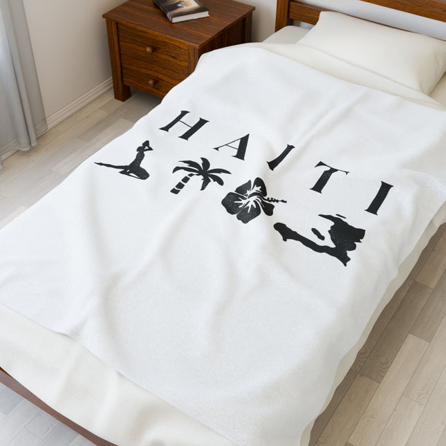 Haiti Coastal Essence Plush Blanket Minimalist Island Nature Design for Heritage & Serenity - CreoleSizzle