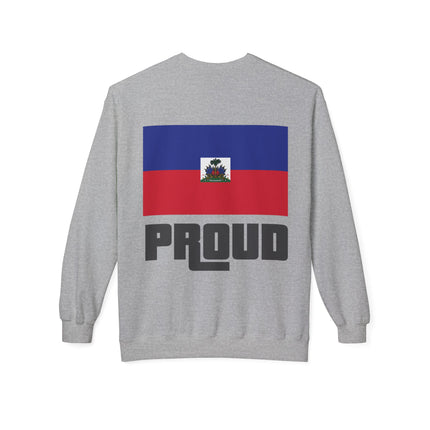 Proud Haitian Flag Street Style Crewneck Sweatshirt Unisex Midweight Fleece Cultural Pride & Heritage Apparel