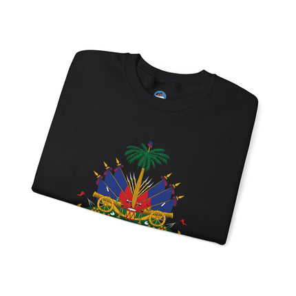 Ayiti Pride Crewneck Sweatshirt Haitian Flag & Kreyòl Design Cozy Unisex Heritage Pullover Sweatshirt