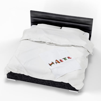 Vibrant Haiti Artistic Lettering Premium Plush Blanket Cultural Rhythm Island Pride - CreoleSizzle