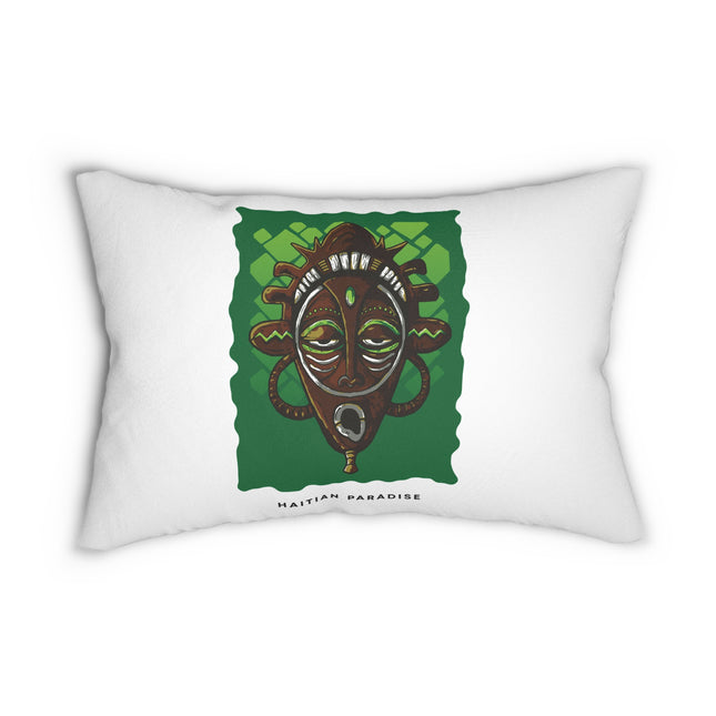 Haitian Paradise Mask Afro-Haitian Heritage Pillow Spiritual Fusion Design - CreoleSizzle