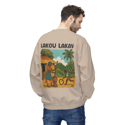 Lakou Lakay Creole Heritage Sweatshirt Haitian Nostalgia Series Unisex Premium Crewneck, Everyday Casual Wear