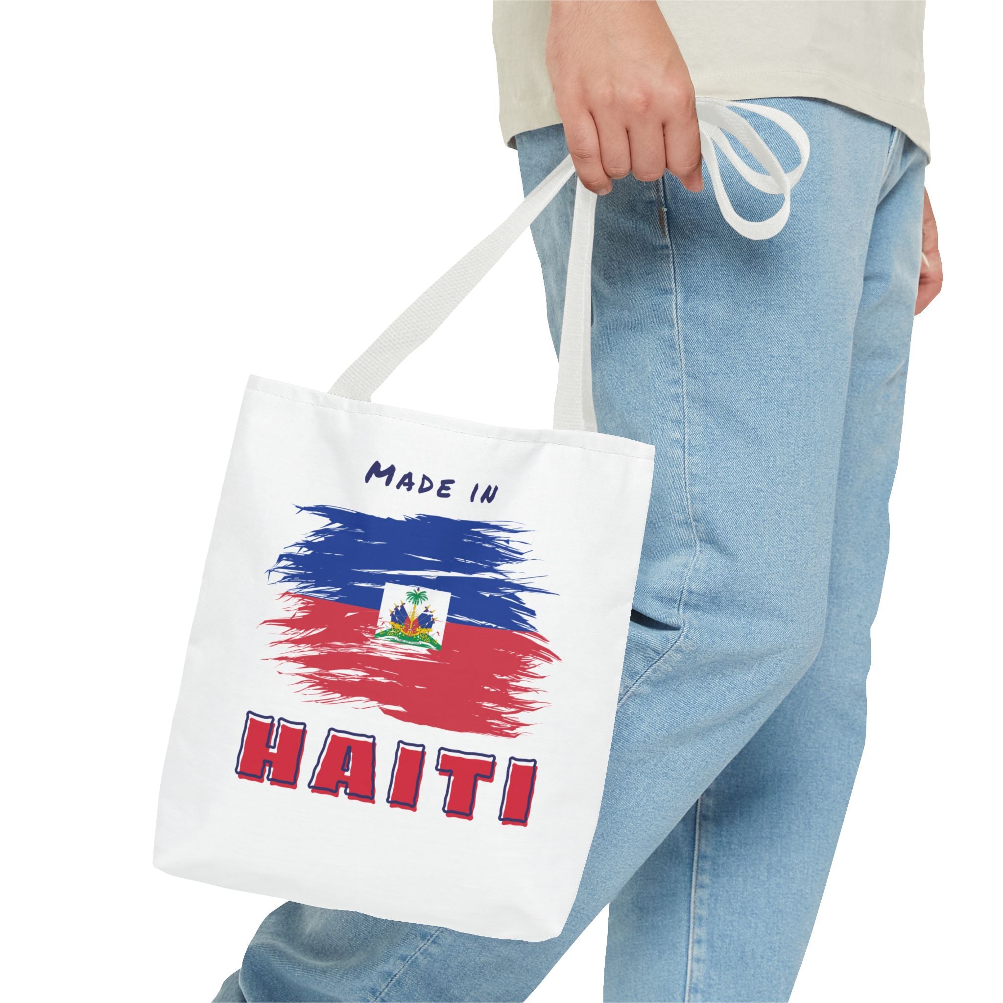 Made in Haiti Tote Bag – Haitian Flag Design Shopping Bag – Durable, Stylish Cultural Accessory