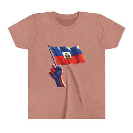 Haitian Flag Youth T-Shirt Patriotic Kids Graphic Tee Cultural Heritage Apparel Haiti Pride Celebration Shirt