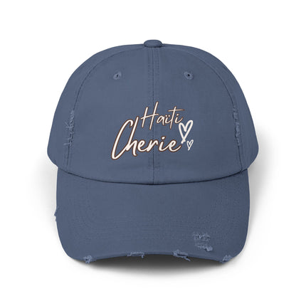 Haiti Cherie Distressed Cotton Hat – Celebrate Haitian Pride in Style - CreoleSizzle