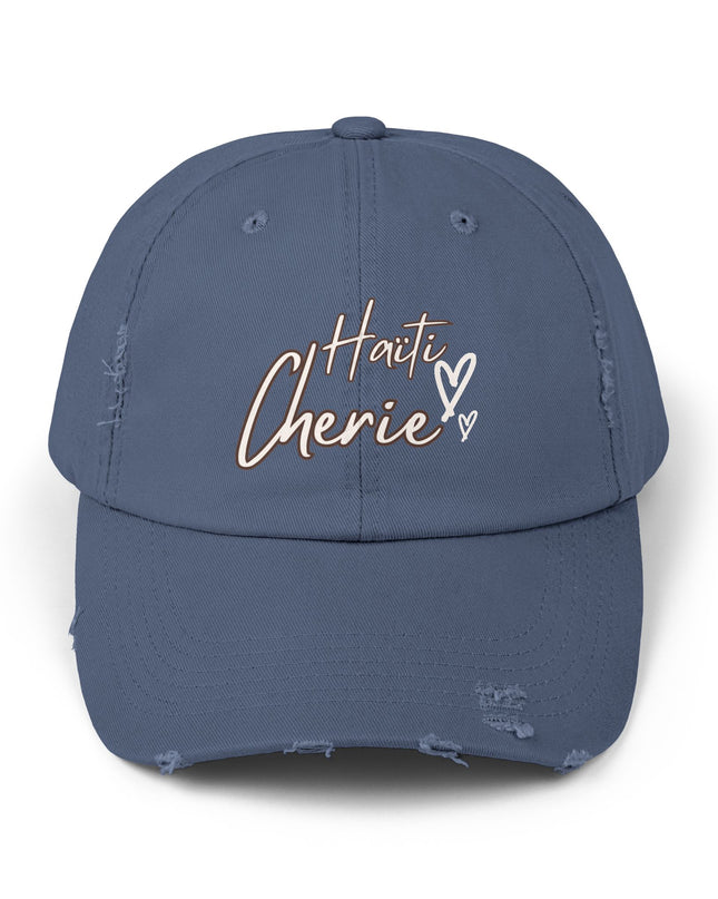 Haiti Cherie Distressed Cotton Hat – Celebrate Haitian Pride in Style - CreoleSizzle