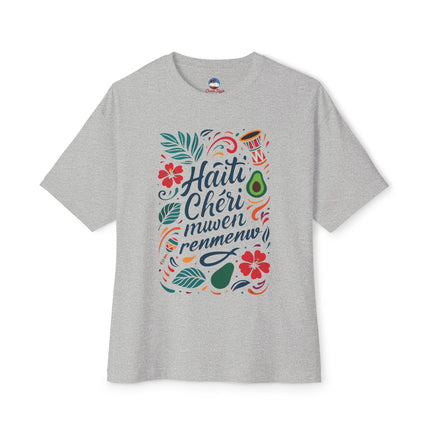 Haiti Chéri Mwen Renmenw Dear Haiti T-Shirt Haitian Heritage Series Crewneck Unisex Oversized Boxy Tee