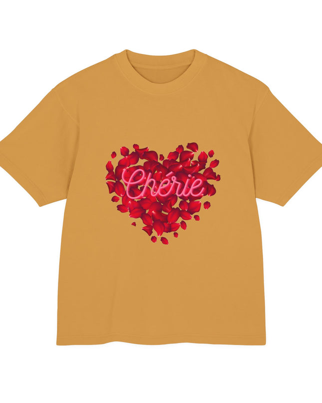 Chérie Heart T-Shirt Romantic Red Rose Design Celebrate Love in Style Durable and Stylish Unisex Urban Heavy Tee - CreoleSizzle