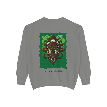 Haitian Paradise Guardian Sweatshirt Afro-Haitian Art-Inspired Design Unisex Cultural Streetwear, Cozy Layer for All Seasons