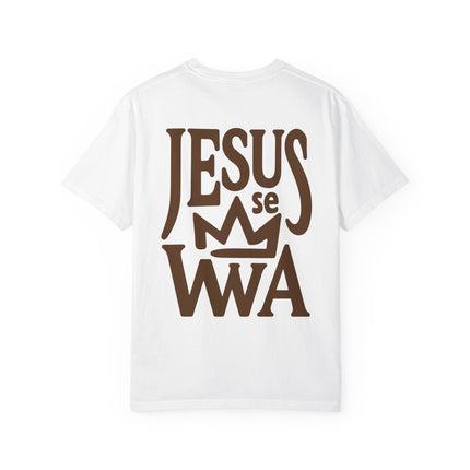 Jezi se Wa Jesus is King Unisex Garment-Dyed T-Shirt Haitian Faith & Culture Series, Vintage Style Tee Haitian Street Vibes Graphic on Back