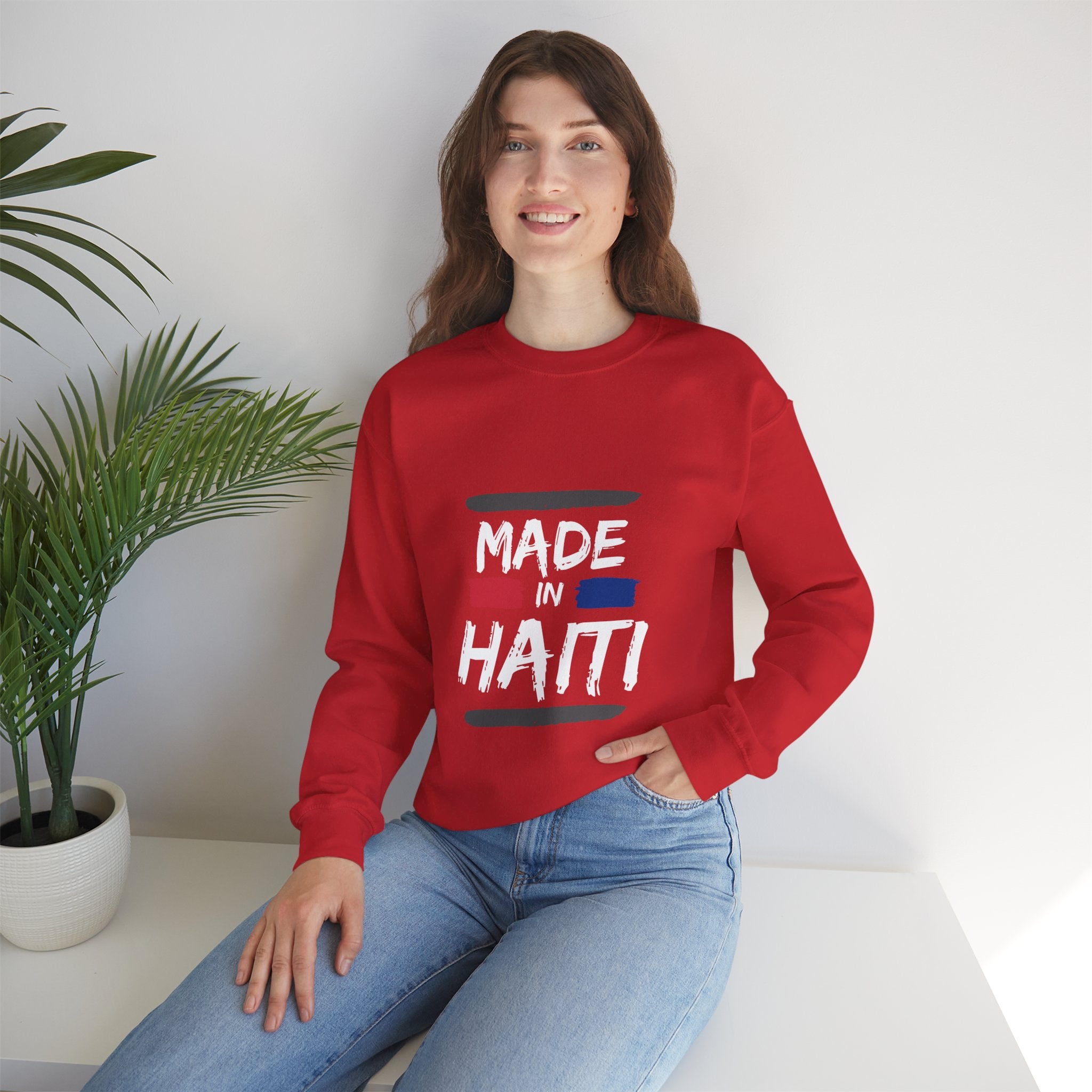 Made in Haiti Unisex Crewneck Sweatshirt – Haitian Pride Sweater, Heritage Clothing, Comfortable Heavy Blend Pullover