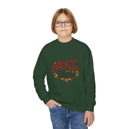 Ayiti Chéri Youth Crewneck Sweatshirt “Sweet Haiti” Graphic | Cozy Kids Pullover Cultural Heritage Apparel Birthday & Holiday Gift