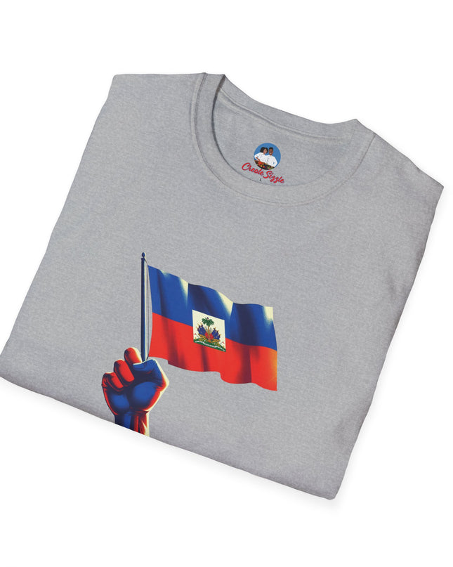 Flag Raised, Fist High — Haitian Pride Sweatshirt | Revolutionary Symbol Apparel, Heritage Crewneck, Black Empowerment Unisex T-Shirt