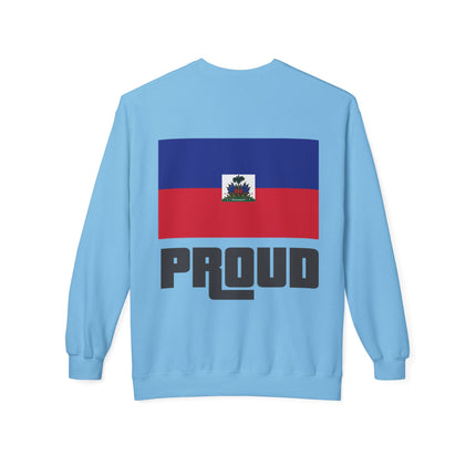 Proud Haitian Flag Street Style Crewneck Sweatshirt Unisex Midweight Fleece Cultural Pride & Heritage Apparel