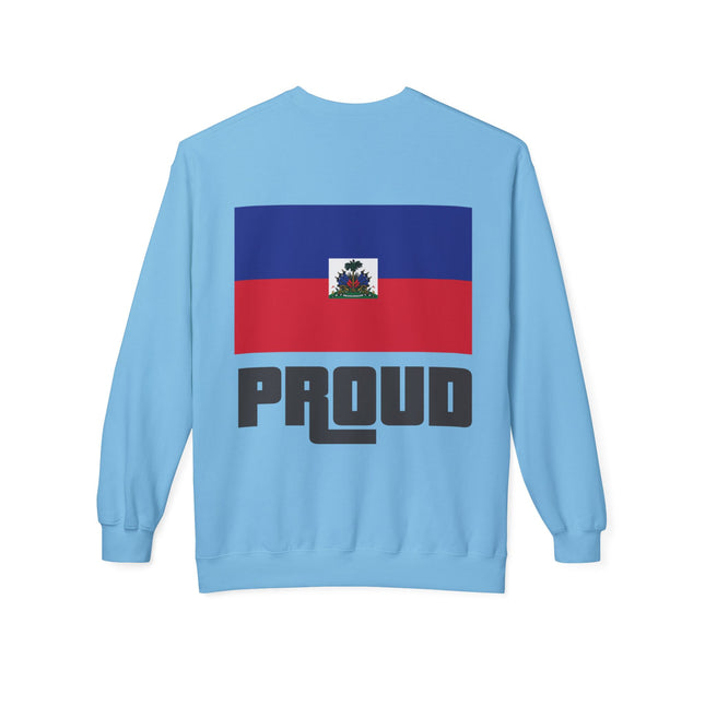 Proud Haitian Flag Street Style Crewneck Sweatshirt Unisex Midweight Fleece Cultural Pride & Heritage Apparel