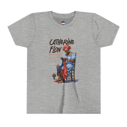 Catherine Flon Heritage Kids T-Shirt  Haitian History & Art-Inspired Graphic Cultural Pride Shirt, Youth Short Sleeve Tee
