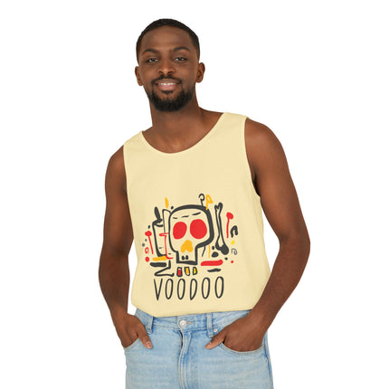 Vodou Inspired Skull Graphic Tank Top Unisex Festival Shirt Spiritual Tribal Design Halloween & Summer Celebration Wear