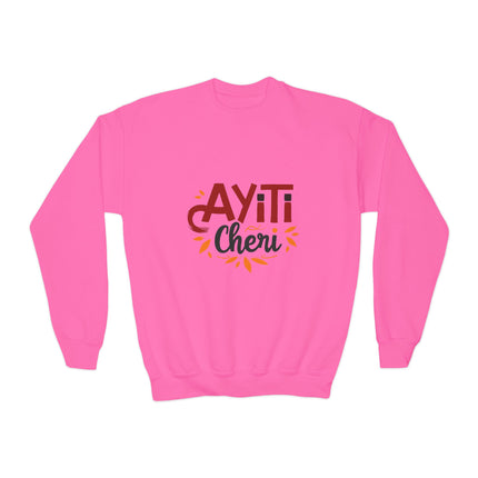 Ayiti Chéri Youth Crewneck Sweatshirt “Sweet Haiti” Graphic | Cozy Kids Pullover Cultural Heritage Apparel Birthday & Holiday Gift