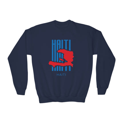 Bold Identity Haiti Youth Crewneck Sweatshirt Haitian Pride Series Youth Premium Crewneck Casual Fashion, Gift for Teens