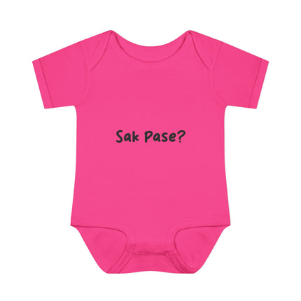 Baby Bodysuit with “Sak Pasé?” Design Soft Cotton Infant Outfit, Cultural Baby Gift for Showers, Birthdays & Family Photos