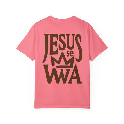 Jezi se Wa Jesus is King Unisex Garment-Dyed T-Shirt Haitian Faith & Culture Series, Vintage Style Tee Haitian Street Vibes Graphic on Back