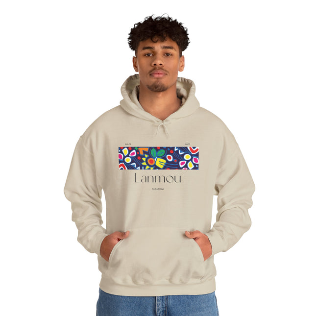 Lanmou Floral Hoodie Haitian Love-Inspired Streetwear Unisex Heavy Blend Hoodie Cozy & Artistic Casual Wear