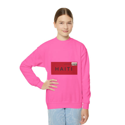 Haiti Pride Youth Crewneck Sweatshirt Cozy Kids Pullover Haitian Heritage Month Unisex Comfortable Sweatshirt